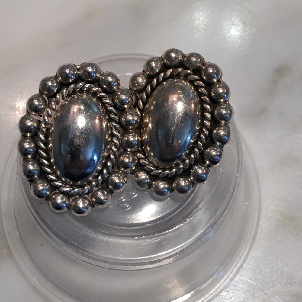 VINTAGE STERLING SILVER LARGE CLIP EARRINGS